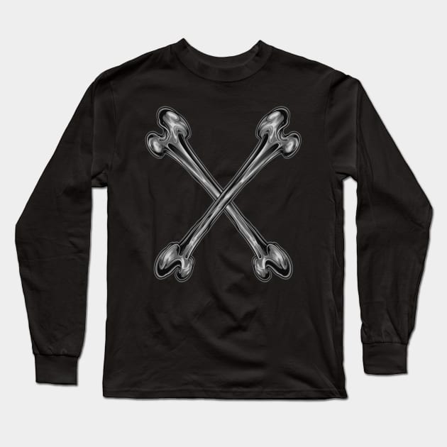 grey cross bone Long Sleeve T-Shirt by TOSSS LAB ILLUSTRATION